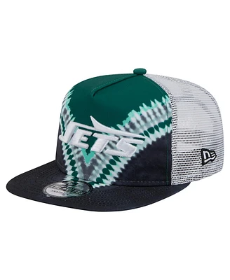 New Era Men's Green/Black New York Jets Throwback Dye Golfer Snapback Hat