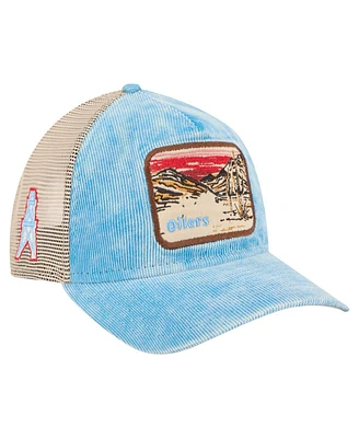 New Era Men's Light Blue/Cream Houston Oilers Vintage Landscape 9TWENTY A-Frame Adjustable Hat