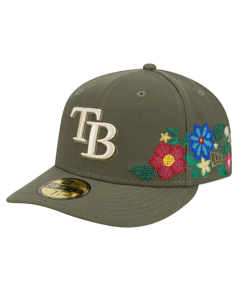 New Era Men's Olive Tampa Bay Rays Tonal Florals 59FIFTY Fitted Hat