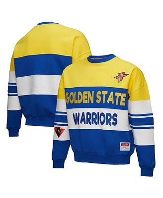 Mitchell & Ness X Dannijo Women's Gold/Royal Golden State Warriors Blocked Pullover Sweatshirt