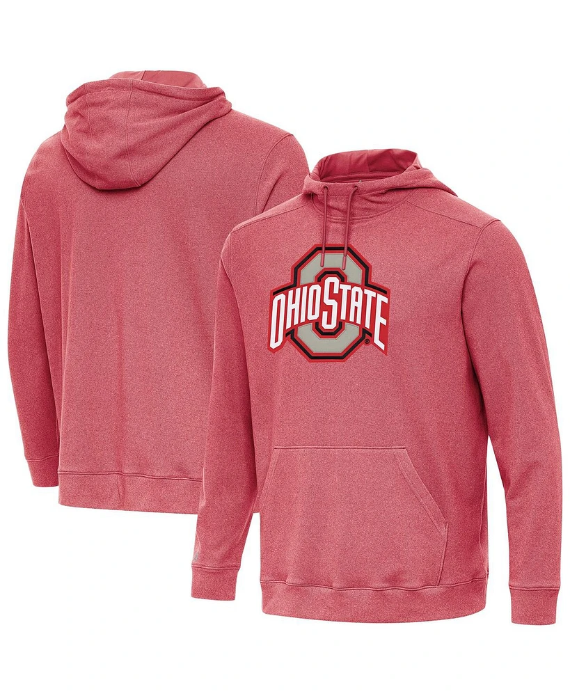 Antigua Men's Heather Scarlet Ohio State Buckeyes Cloud Pullover Hoodie