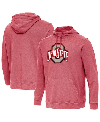 Antigua Men's Heather Scarlet Ohio State Buckeyes Cloud Pullover Hoodie