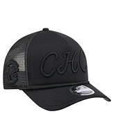 New Era Men's Black Chicago Cubs City Initial 9FORTY A-Frame M-Crown Adjustable Trucker Hat