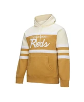 Mitchell & Ness Men's Tan/Cream Cincinnati Reds Head Coach Pullover Hoodie