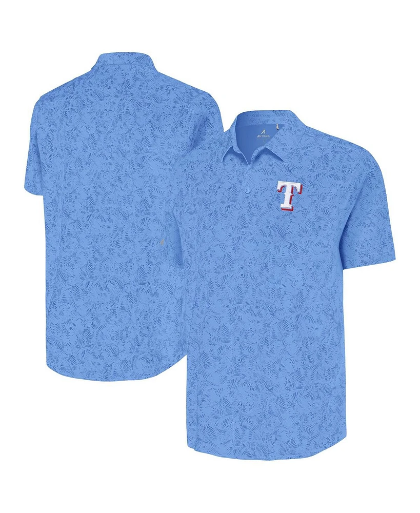 Antigua Men's Powder Blue Texas Rangers Lush Button-Up Shirt