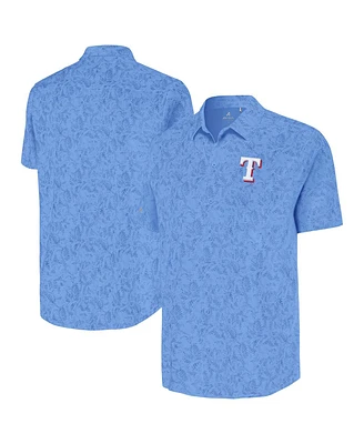 Antigua Men's Powder Blue Texas Rangers Lush Button-Up Shirt