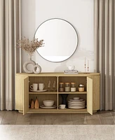 Manhattan Comfort 60" Medium Density Fiberboard Olivia Modern 4-Shelf Sideboard