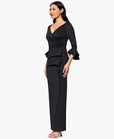 Betsy & Adam Petites V-Neck Scuba Long Sheath Dress