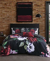 Bebejan Moody Painting Bedding 100% Cotton Sateen 5 Piece Queen Size Reversible Comforter Set