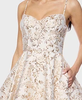 B Darlin Juniors' Sleeveless Jacquard Fit & Flare Dress
