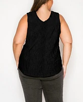 Coin 1804 Plus Spiral Wave Texture Double V-Neck Curved Hem Tank Top