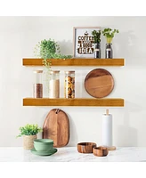 Sorbus 2 Pack 24" Solid Wood Floating Shelves - for Bathroom Decor, Books, Bedroom & Living Room