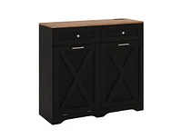 Slickblue Tilt Out Trash Can Cabinet with Outlets and Adjustable Shelf