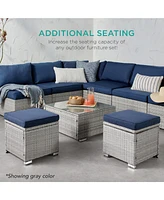 Best Choice Products Set of 2 Wicker Ottomans, Multipurpose Furniture w/ Removable Cushions