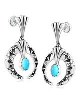 American West Jewelry Sterling Silver Sleeping Beauty Turquoise Fritz Casuse Oval Gemstone Naja Earrings