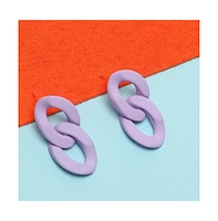 Sohi Women's Purple Chainlink Drop Earrings