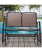 Gymax Patio Loveseat Glider Rocking Bench Double Chair With Arm Backyard Outdoor