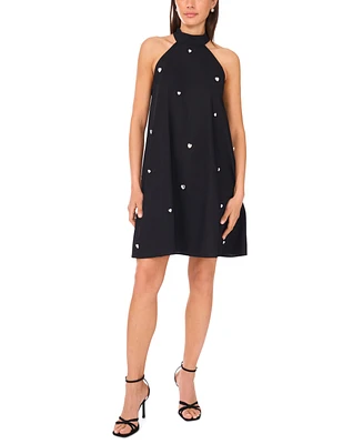 CeCe Women's Cotton Printed Halter Short Shift Dress