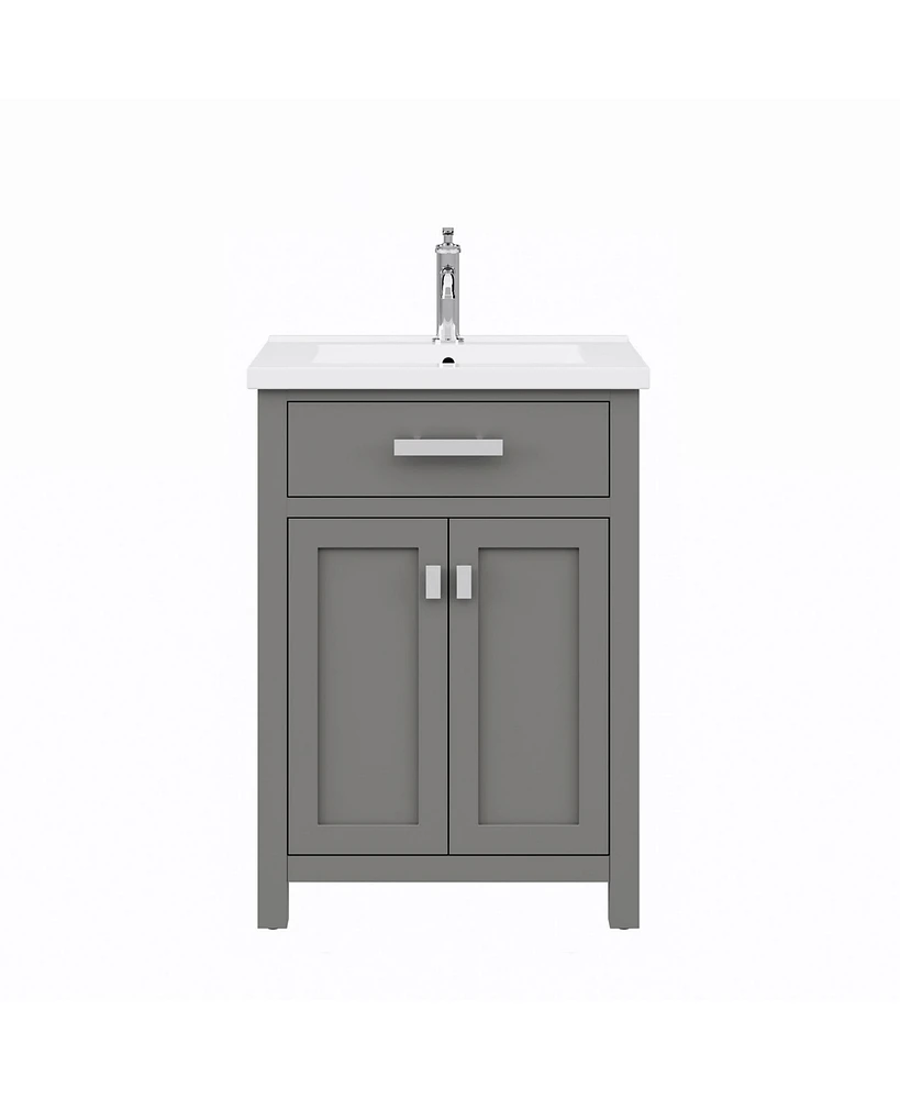 Myra 24 in. Bath Vanity in Cashmere Grey with Integrated Ceramics Vanity Top and Sink
