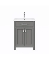 Myra 24 in. Bath Vanity in Cashmere Grey with Integrated Ceramics Vanity Top and Sink