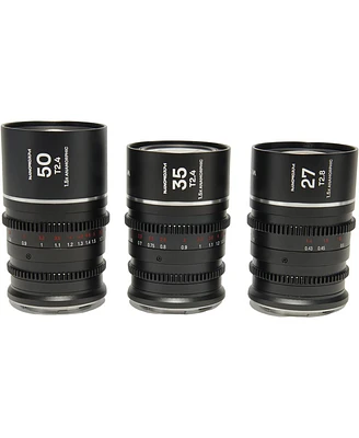 Venus Laowa Nanomorph S35 Prime 3-Lens Bundle with 35mm, 50mm T2.4 and 27mm T2.8 Anamorphic Lens for Fuji X, Silver Flare