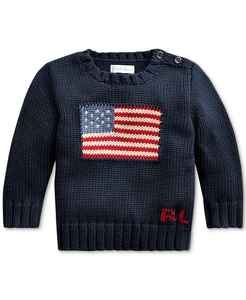 Polo Ralph Lauren Baby Girls The Iconic Flag Sweater