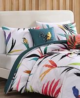 Bebejan Tropical Fusion Bedding 200 Thread Count 100% Cotton Sateen 5 Piece King Size Reversible Comforter Set