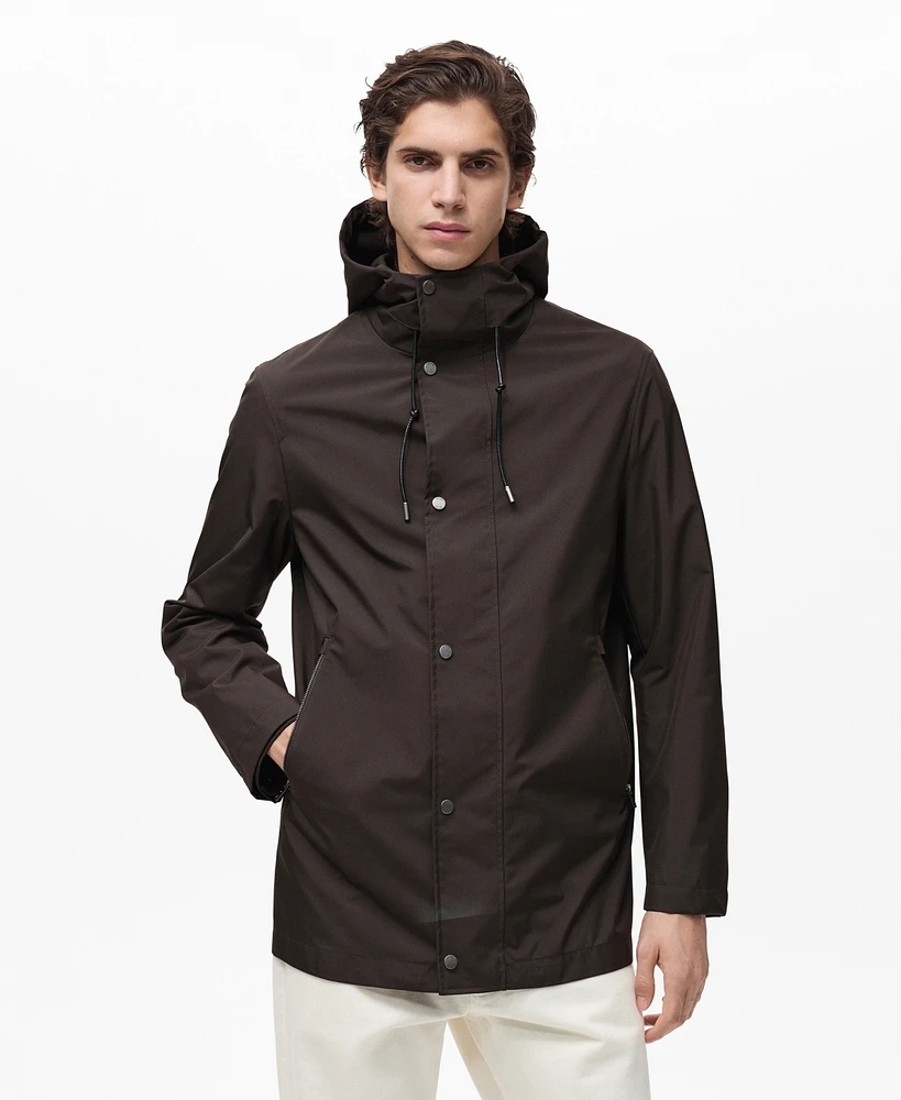 Mango Men's Water-Repellent Hooded Parka