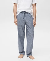 Mango Men's Cotton Check Pajama T-Shirt and Pant Set