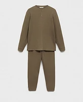Mango Men's Cotton Check T-Shirt and Pant Pajama Set