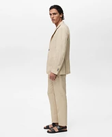 Mango Men's Patch Pockets Linen Blazer