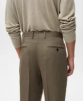 Mango Men's Slim-Fit Pleated Linen Pants