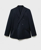 Mango Men's Cold Wool Double-Breasted Suit Blazer