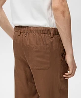Mango Men's Linen-Blend Elastic Waist Pants
