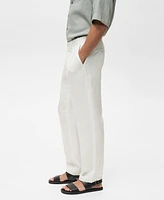 Mango Men's Linen-Blend Pleated Pants