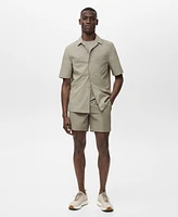 Mango Men's Pockets and Bowling Collar Shirt