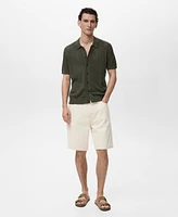 Mango Men's Striped Openwork Knitted Shirt