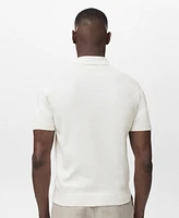Mango Men's Openwork Knitted Zipper Polo Shirt