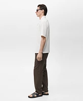 Mango Men's Bowling Collar Seersucker Shirt