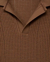 Mango Men's Openwork Cotton Knitted Polo Shirt