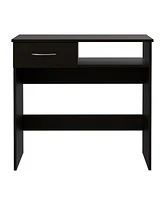 Depot E-shop Treia Home Office Set, Two Parts Set, One Drawer, Desktop, Keyboard Tray, Stand, Five Shelves, Black