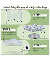 2-Tier 10 x 10 Feet Pop-up Canopy Tent with Wheeled Carry Bag