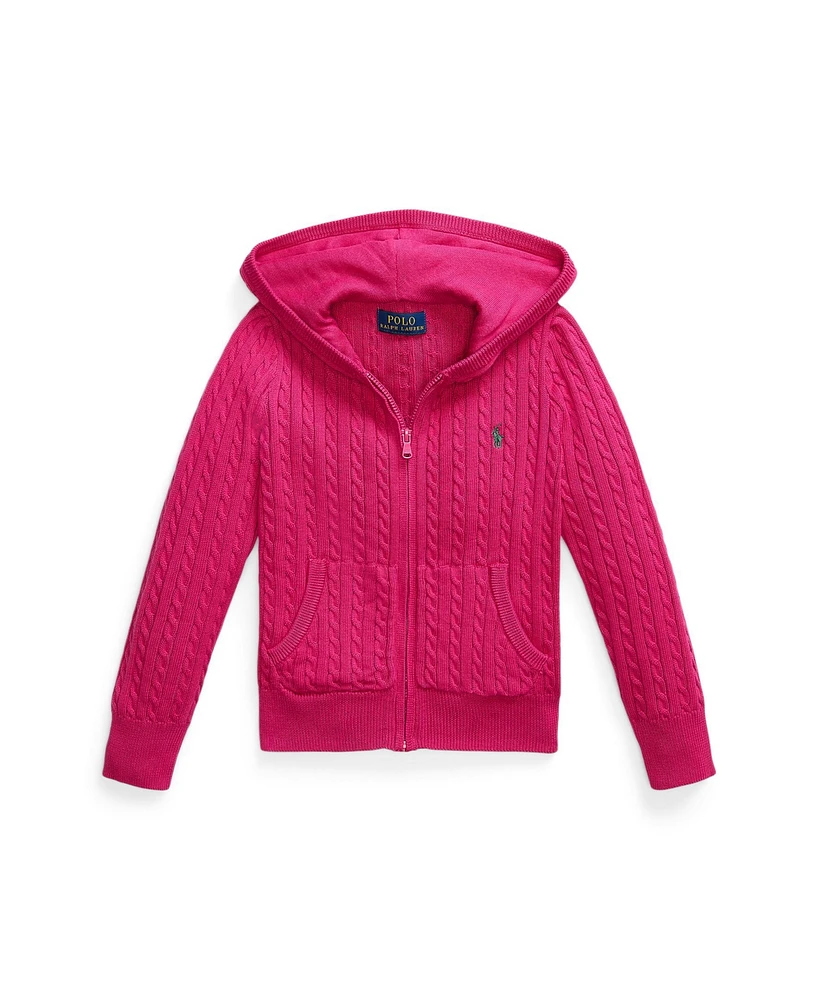 Polo Ralph Lauren Toddler Girls Mini-Cable Cotton Full-Zip Hoodie