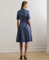 Lauren Ralph Petite Belted Cotton-Blend Shirtdress