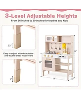 Play Kitchen Height Adjustable with Microwave and Lights and Sounds