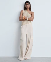 Mango Women's Asymmetrical Lurex Top