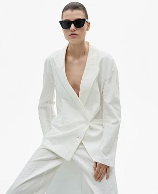 Mango Women's Wrinkled-Effect Suit Jacket