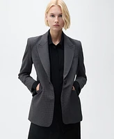 Mango Women's Straight-Fit Micro-Houndstooth Jacket
