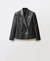 Mango Women's Double-Breasted Leather Jacket