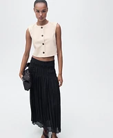 Mango Women's Buttons Cotton Crop Top